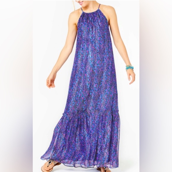 Lilly Pulitzer Blue and Purple Maxi Dress - Picture 1 of 12